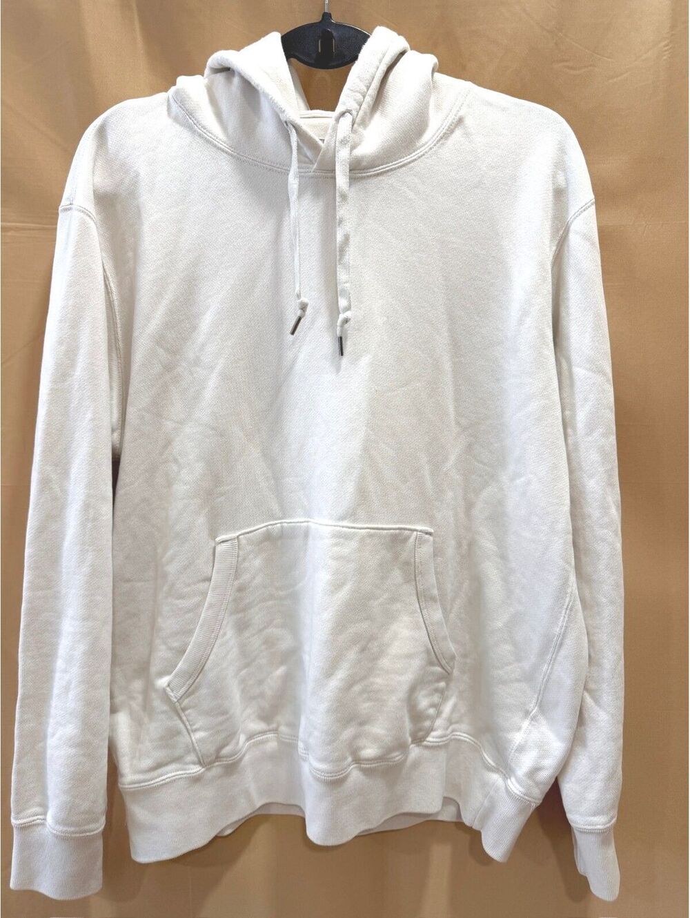 NWOT Uniqlo Men’s White Cotton Pullover Hoodie Sweatshirt Minimalist Basic